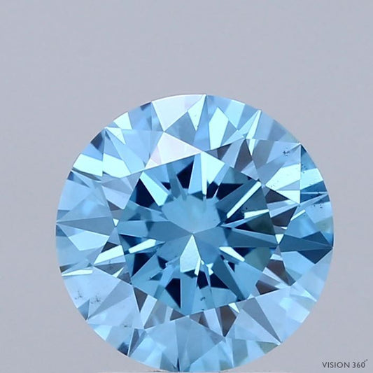 Lab-Grown Round Diamond - 2.0 Carats, Fancy Vivid Blue Color, VS2 Clarity - Certified by IGI - Report Number: LG684508217
