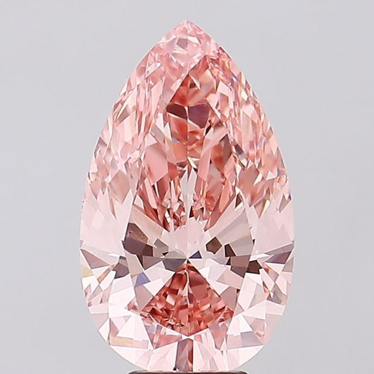 Lab-Grown Pear Diamond - 7.23 Carats, Fancy Vivid Pink Color, VS2 Clarity - Certified by IGI - Report Number: LG586338356