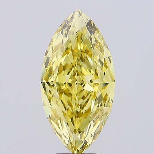 Lab-Grown Marquise Diamond - 6.23 Carats, Fancy Vivid Yellow Color, VS1 Clarity - Certified by IGI - Report Number: LG659441556