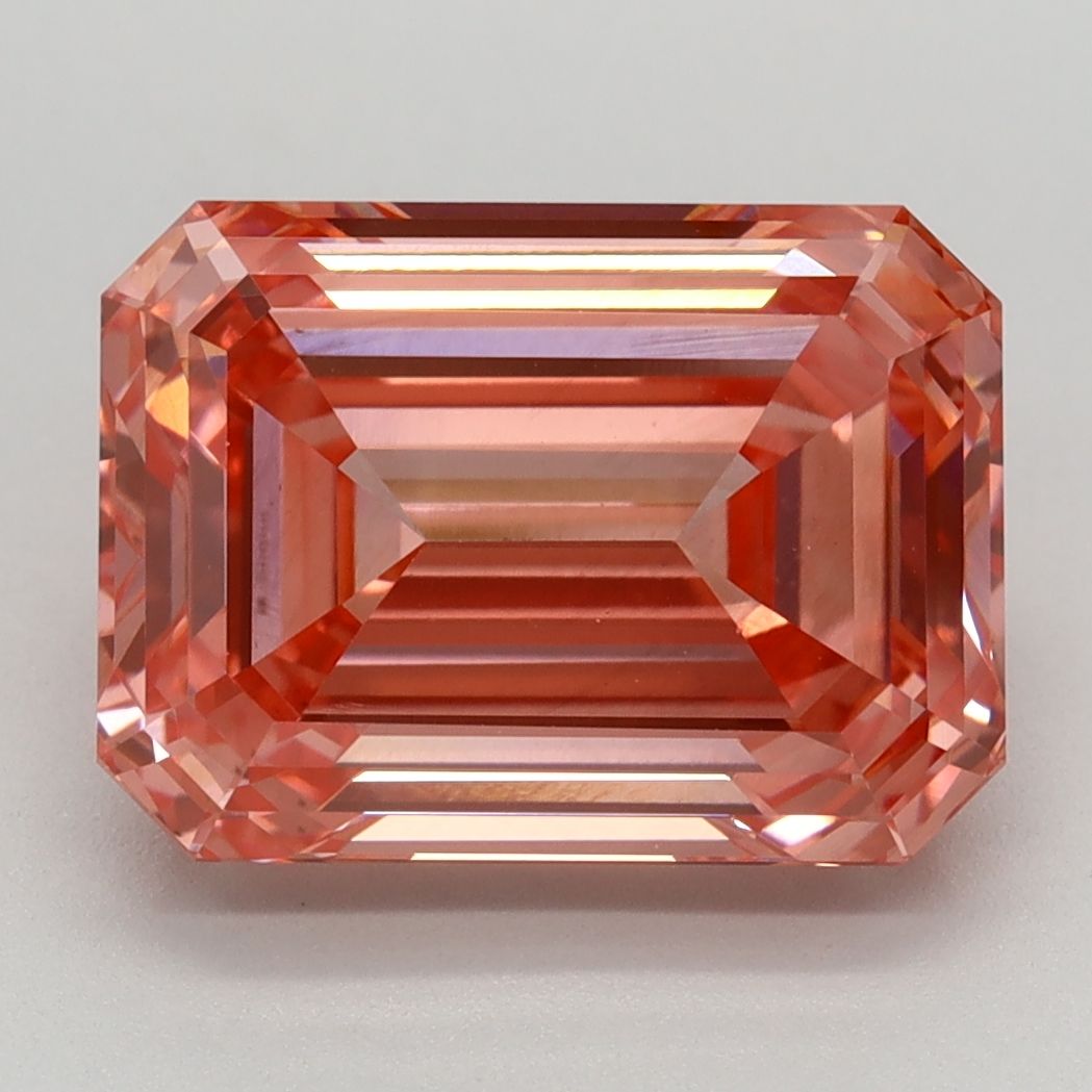 Lab-Grown Emerald Diamond - 4.02 Carats, Fancy Vivid Pink Color, VS2 Clarity - Certified by IGI - Report Number: LG642484646