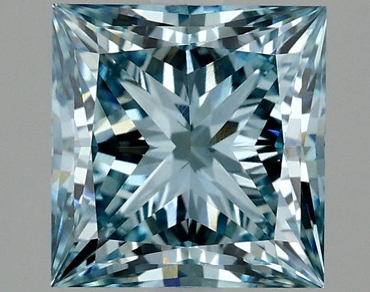 Lab-Grown Princess Diamond - 2.85 Carats, Fancy Vivid Blue Color, VS1 Clarity - Certified by IGI - Report Number: LG635403194