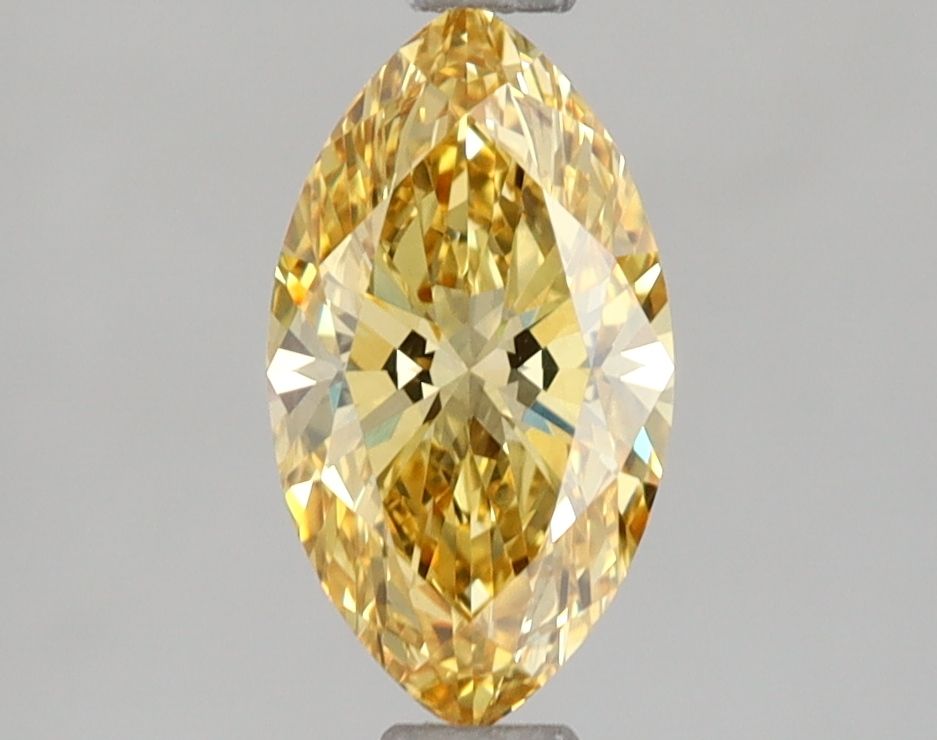 Lab-Grown Marquise Diamond - 1.22 Carats, Fancy Vivid Yellow Color, VVS2 Clarity - Certified by IGI - Report Number: LG654408658