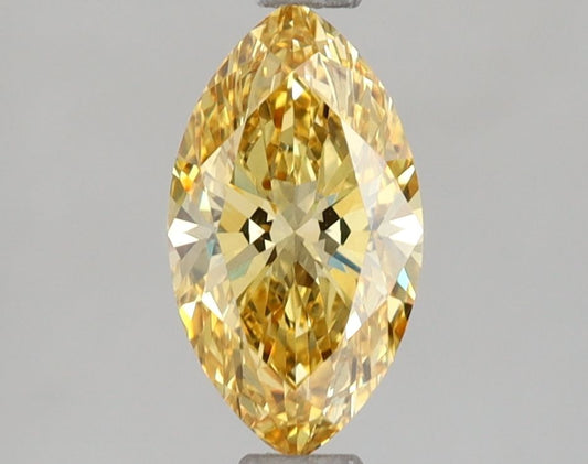 Lab-Grown Marquise Diamond - 1.22 Carats, Fancy Vivid Yellow Color, VVS2 Clarity - Certified by IGI - Report Number: LG654408658