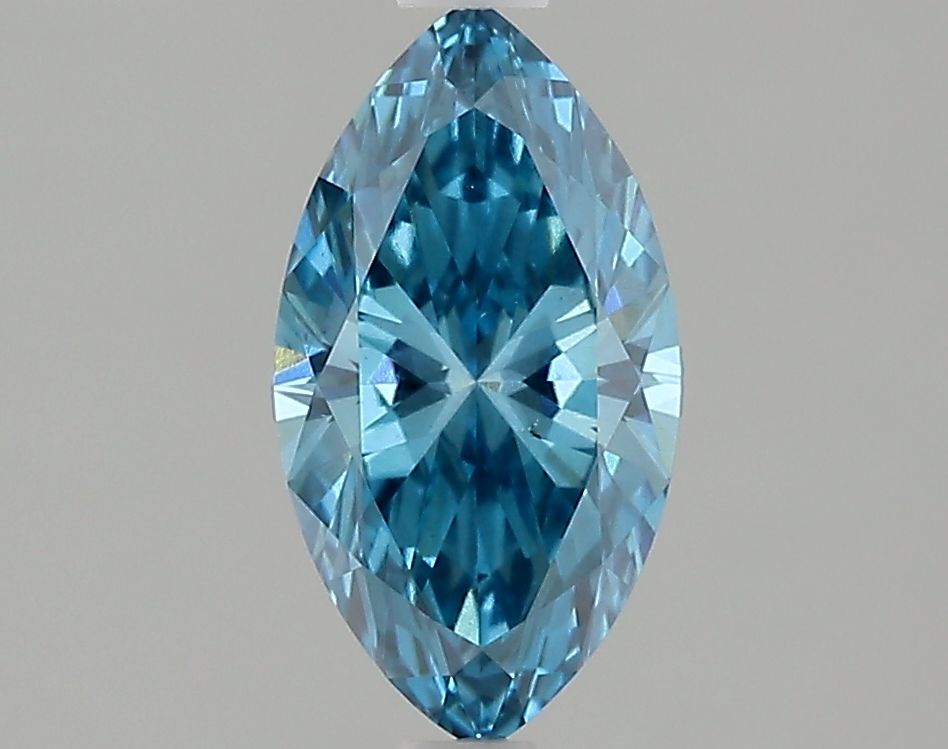 Lab-Grown Marquise Diamond - 0.92 Carats, Fancy Vivid Blue Color, SI1 Clarity - Certified by IGI - Report Number: LG533295988