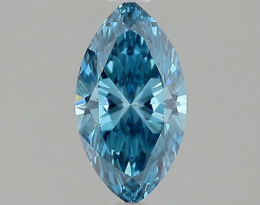 Lab-Grown Marquise Diamond - 0.92 Carats, Fancy Vivid Blue Color, SI1 Clarity - Certified by IGI - Report Number: LG533295988