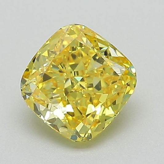 Lab-Grown Cushion Diamond - 1.03 Carats, Fancy Vivid Yellow Color, VVS2 Clarity - Certified by IGI - Report Number: LG683531964