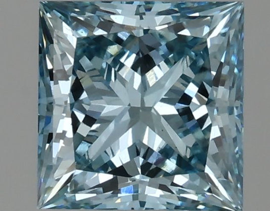Lab-Grown Princess Diamond - 1.34 Carats, Fancy Intense Blue Color, VS1 Clarity - Certified by IGI - Report Number: LG633407236