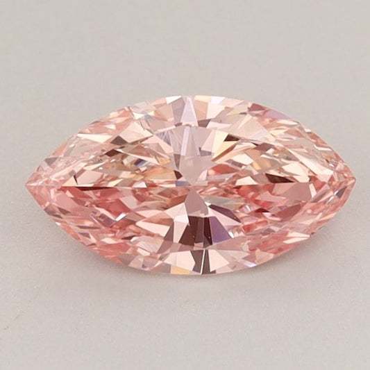 Lab-Grown Marquise Diamond - 0.64 Carats, Fancy Pink Color, VS2 Clarity - Certified by IGI - Report Number: LG582357764