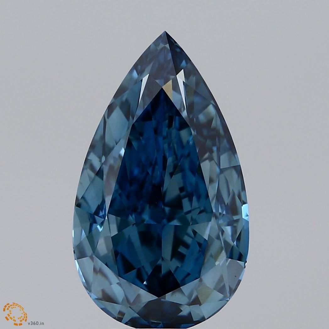 Lab-Grown Pear Diamond - 4.7 Carats, Fancy Vivid Blue Color, VS1 Clarity - Certified by IGI - Report Number: LG627424382