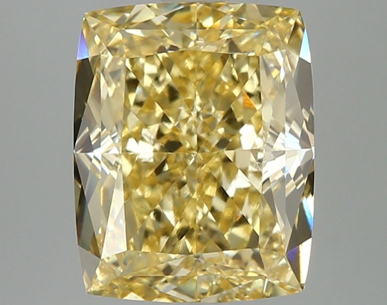 Lab-Grown Cushion Diamond - 4.09 Carats, Fancy Vivid Yellow Color, VVS2 Clarity - Certified by IGI - Report Number: LG670432874