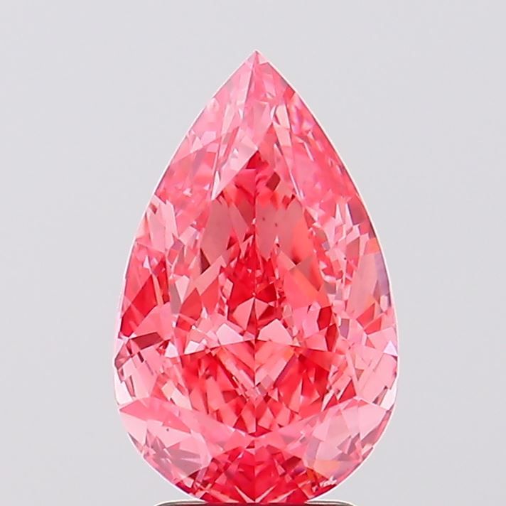Lab-Grown Pear Diamond - 3.58 Carats, Fancy Vivid Pink Color, VS1 Clarity - Certified by IGI - Report Number: LG637459157