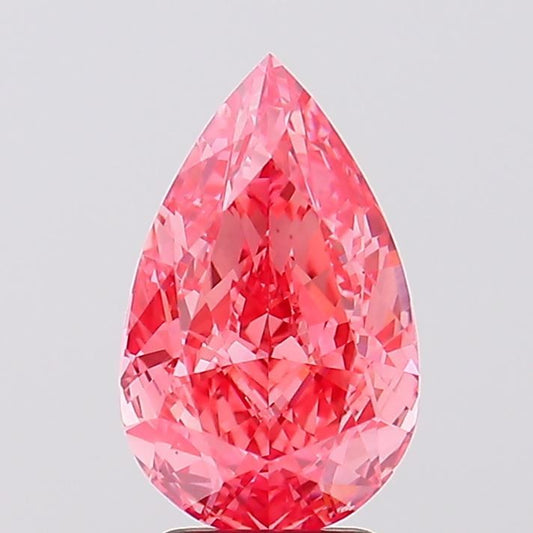 Lab-Grown Pear Diamond - 3.58 Carats, Fancy Vivid Pink Color, VS1 Clarity - Certified by IGI - Report Number: LG637459157