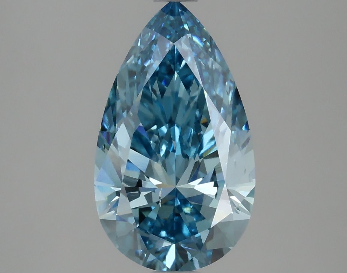 Lab-Grown Pear Diamond - 2.53 Carats, Fancy Vivid Blue Color, VS2 Clarity - Certified by IGI - Report Number: LG621451400