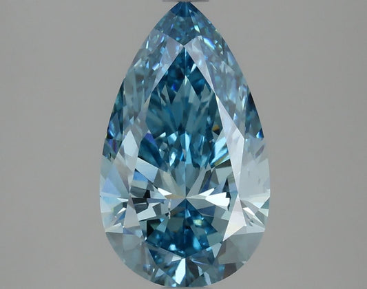 Lab-Grown Pear Diamond - 2.53 Carats, Fancy Vivid Blue Color, VS2 Clarity - Certified by IGI - Report Number: LG621451400