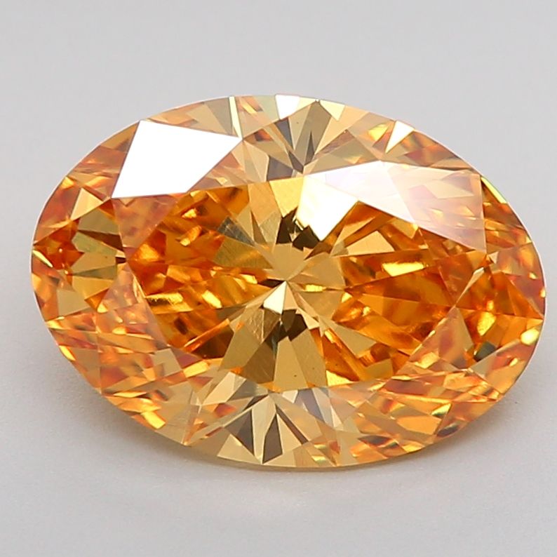 Lab-Grown Oval Diamond - 2.6 Carats, Fancy Vivid Brownish Yellow Color, VS1 Clarity - Certified by IGI - Report Number: LG600381106