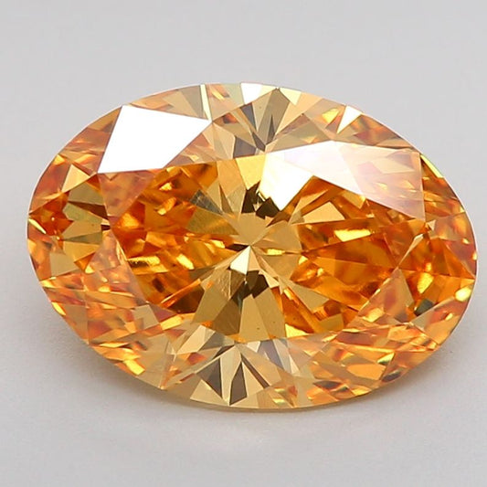 Lab-Grown Oval Diamond - 2.6 Carats, Fancy Vivid Brownish Yellow Color, VS1 Clarity - Certified by IGI - Report Number: LG600381106