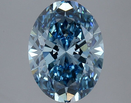 Lab-Grown Oval Diamond - 2.47 Carats, Fancy Vivid Blue Color, VS2 Clarity - Certified by IGI - Report Number: LG633423993
