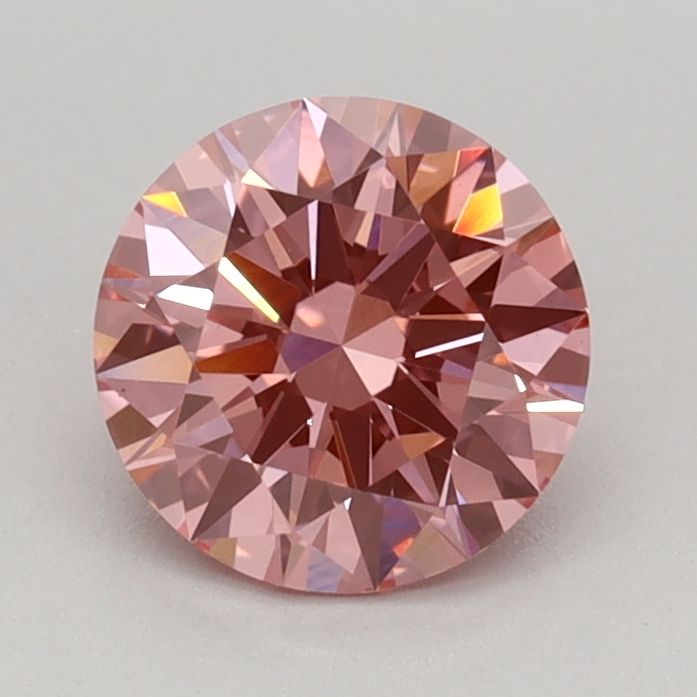 Lab-Grown Round Diamond - 0.77 Carats, Fancy Vivid Pink Color, VS1 Clarity - Certified by IGI - Report Number: LG670423600