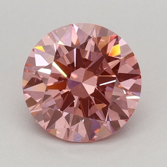Lab-Grown Round Diamond - 0.77 Carats, Fancy Vivid Pink Color, VS1 Clarity - Certified by IGI - Report Number: LG670423600