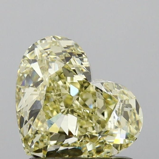 Lab-Grown Heart Diamond - 1.59 Carats, Fancy Yellow Color, VVS2 Clarity - Certified by IGI - Report Number: LG680560348