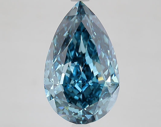 Lab-Grown Pear Diamond - 5.09 Carats, Fancy Vivid Blue Color, VVS2 Clarity - Certified by IGI - Report Number: LG660484267