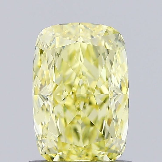 Lab-Grown Cushion Diamond - 1.07 Carats, Fancy Intense Yellow Color, VS1 Clarity - Certified by IGI - Report Number: LG656496415