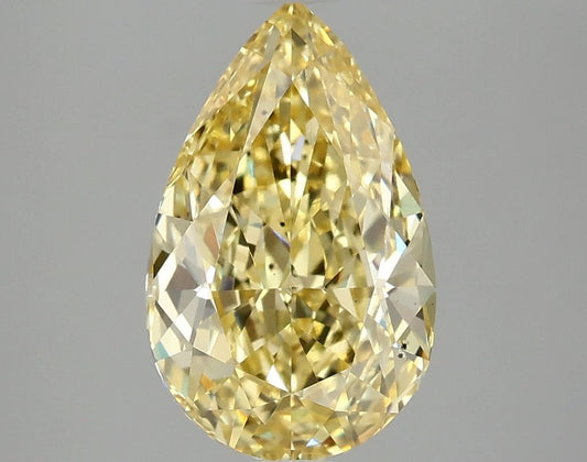 Lab-Grown Pear Diamond - 3.03 Carats, Fancy Vivid Yellow Color, VS2 Clarity - Certified by IGI - Report Number: LG673401047