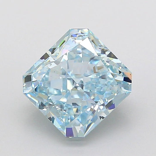 Square Radiant 4.0ct Fancy Intense Greenish Blue VS2 - Cut • IGI • LG813658397