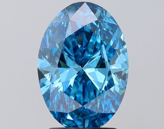 Lab-Grown Oval Diamond - 2.51 Carats, Fancy Vivid Blue Color, VS2 Clarity - Certified by IGI - Report Number: LG686502604