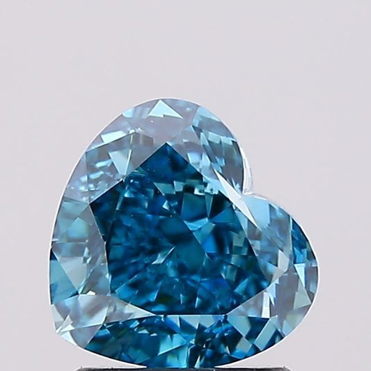 Lab-Grown Heart Diamond - 1.61 Carats, Fancy Vivid Blue Color, VVS2 Clarity - Certified by IGI - Report Number: LG634434347