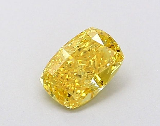 Lab-Grown Cushion Diamond - 0.5 Carats, Fancy Vivid Yellow Color, VS1 Clarity - Certified by IGI - Report Number: LG632471533