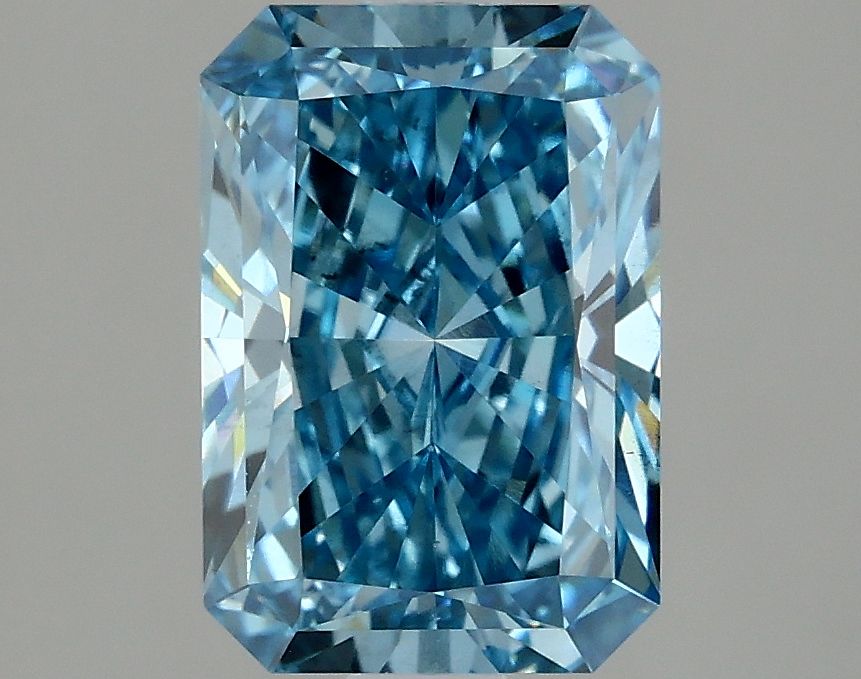 Lab-Grown Radiant Diamond - 1.97 Carats, Fancy Vivid Blue Color, VS2 Clarity - Certified by IGI - Report Number: LG637461356