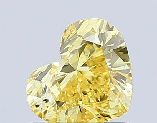 Lab-Grown Heart Diamond - 1.0 Carats, Fancy Vivid Yellow Color, VS2 Clarity - Certified by IGI - Report Number: LG627449478