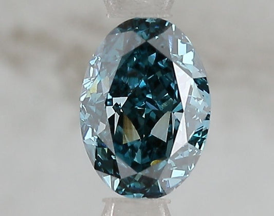 Lab-Grown Oval Diamond - 1.02 Carats, Fancy Vivid Green Blue Color, VS1 Clarity - Certified by IGI - Report Number: LG671493191