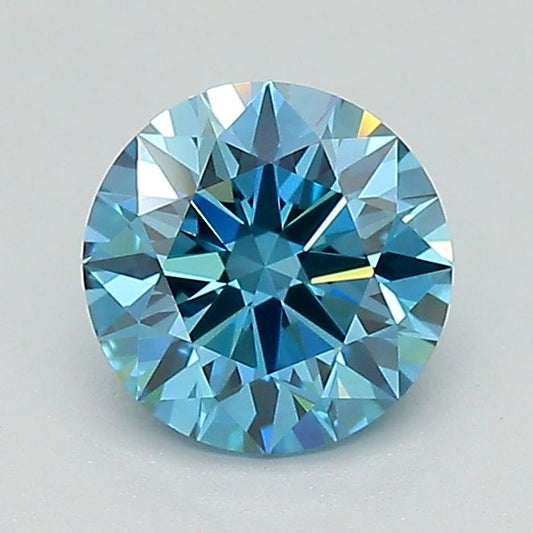Lab-Grown Round Diamond - 1.59 Carats, Fancy Vivid Blue Color, VS1 Clarity - Certified by IGI - Report Number: LG687548378