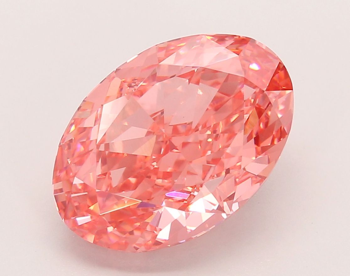 Lab-Grown Oval Diamond - 6.25 Carats, Fancy Vivid Pink Color, VS1 Clarity - Certified by IGI - Report Number: LG670453720