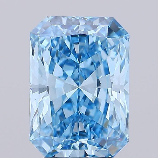 Lab-Grown Radiant Diamond - 4.05 Carats, Fancy Vivid Blue Color, VS1 Clarity - Certified by IGI - Report Number: LG683535254