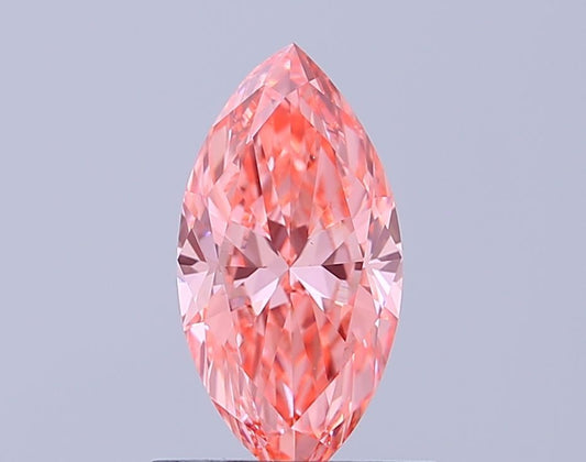Lab-Grown Marquise Diamond - 0.78 Carats, Fancy Vivid Pink Color, VVS2 Clarity - Certified by IGI - Report Number: LG646477456