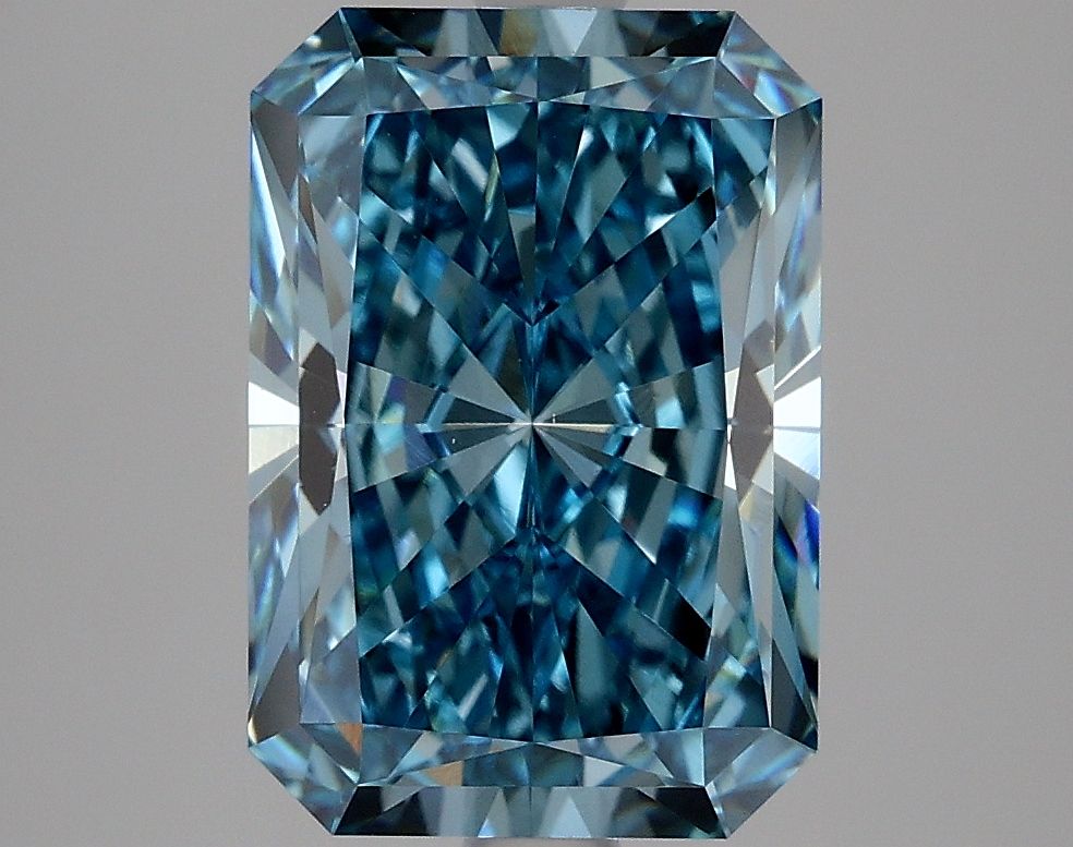 Lab-Grown Radiant Diamond - 4.06 Carats, Fancy Vivid Blue Color, VS1 Clarity - Certified by IGI - Report Number: LG634426892