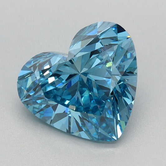 Lab-Grown Heart Diamond - 1.53 Carats, Fancy Vivid Blue Color, VVS2 Clarity - Certified by IGI - Report Number: LG667448606