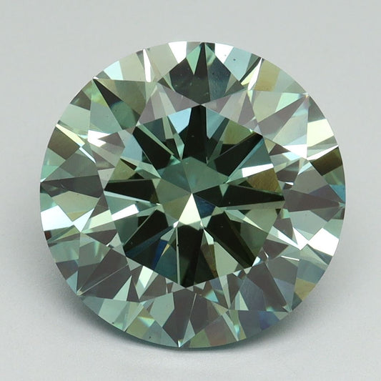 Lab-Grown Round Diamond - 5.01 Carats, Fancy Vivid Green Color, VS2 Clarity - Certified by IGI - Report Number: LG644444477