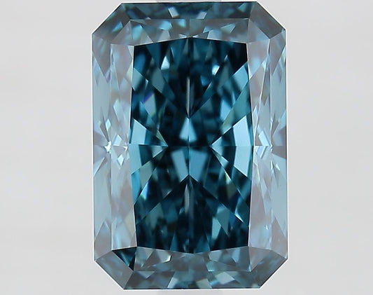 Lab-Grown Radiant Diamond - 2.1 Carats, Fancy Vivid Blue Color, VVS2 Clarity - Certified by IGI - Report Number: LG675597678