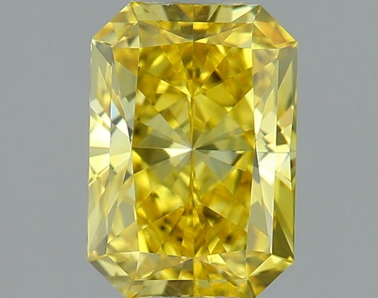 Lab-Grown Radiant Diamond - 0.5 Carats, Fancy Vivid Yellow Color, VVS2 Clarity - Certified by IGI - Report Number: LG640445938
