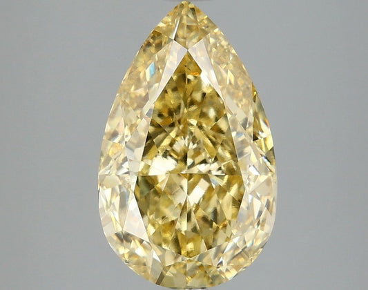 Lab-Grown Pear Diamond - 3.97 Carats, Fancy Vivid Yellow Color, VS2 Clarity - Certified by IGI - Report Number: LG660418738