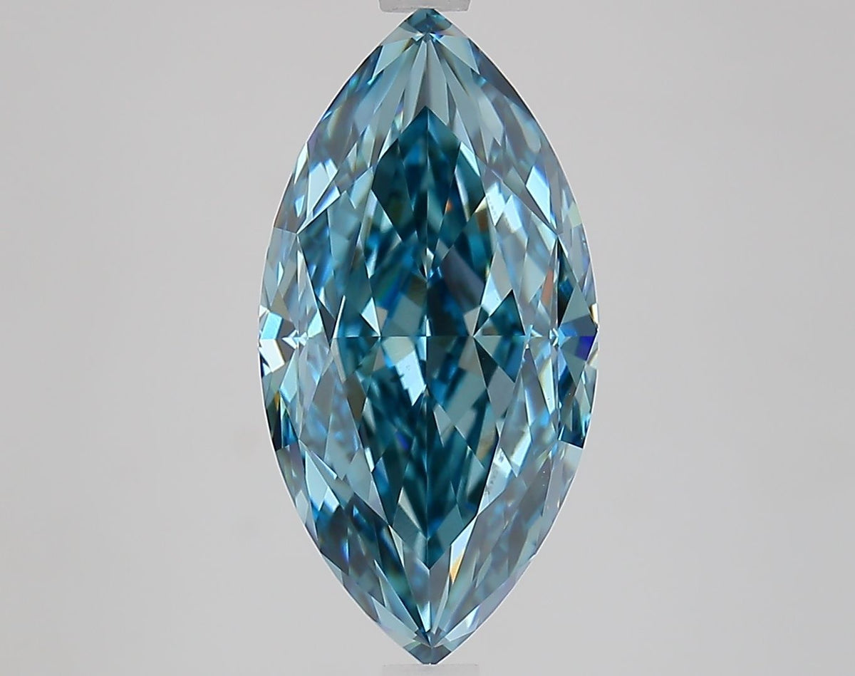 Lab-Grown Marquise Diamond - 5.06 Carats, Fancy Vivid Blue Color, VS1 Clarity - Certified by IGI - Report Number: LG649480230