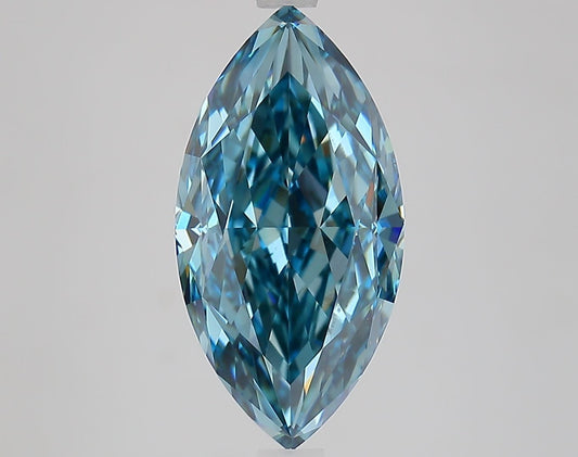 Lab-Grown Marquise Diamond - 5.06 Carats, Fancy Vivid Blue Color, VS1 Clarity - Certified by IGI - Report Number: LG649480230