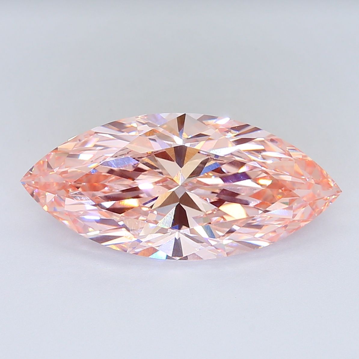 Lab-Grown Marquise Diamond - 7.03 Carats, Fancy Pink Color, VS1 Clarity - Certified by IGI - Report Number: LG689578687