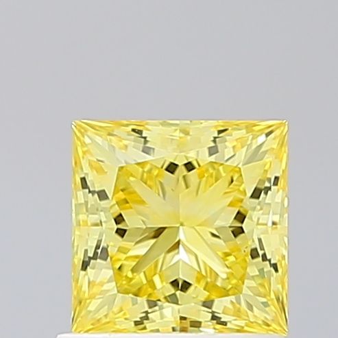 Lab-Grown Princess Diamond - 1.06 Carats, Fancy Vivid Yellow Color, VS1 Clarity - Certified by IGI - Report Number: LG660445922