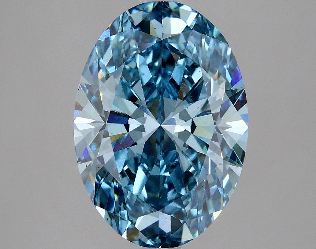 Lab-Grown Oval Diamond - 3.49 Carats, Fancy Vivid Blue Color, VS1 Clarity - Certified by IGI - Report Number: LG635470081