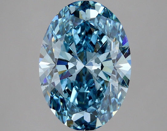 Lab-Grown Oval Diamond - 3.49 Carats, Fancy Vivid Blue Color, VS1 Clarity - Certified by IGI - Report Number: LG635470081